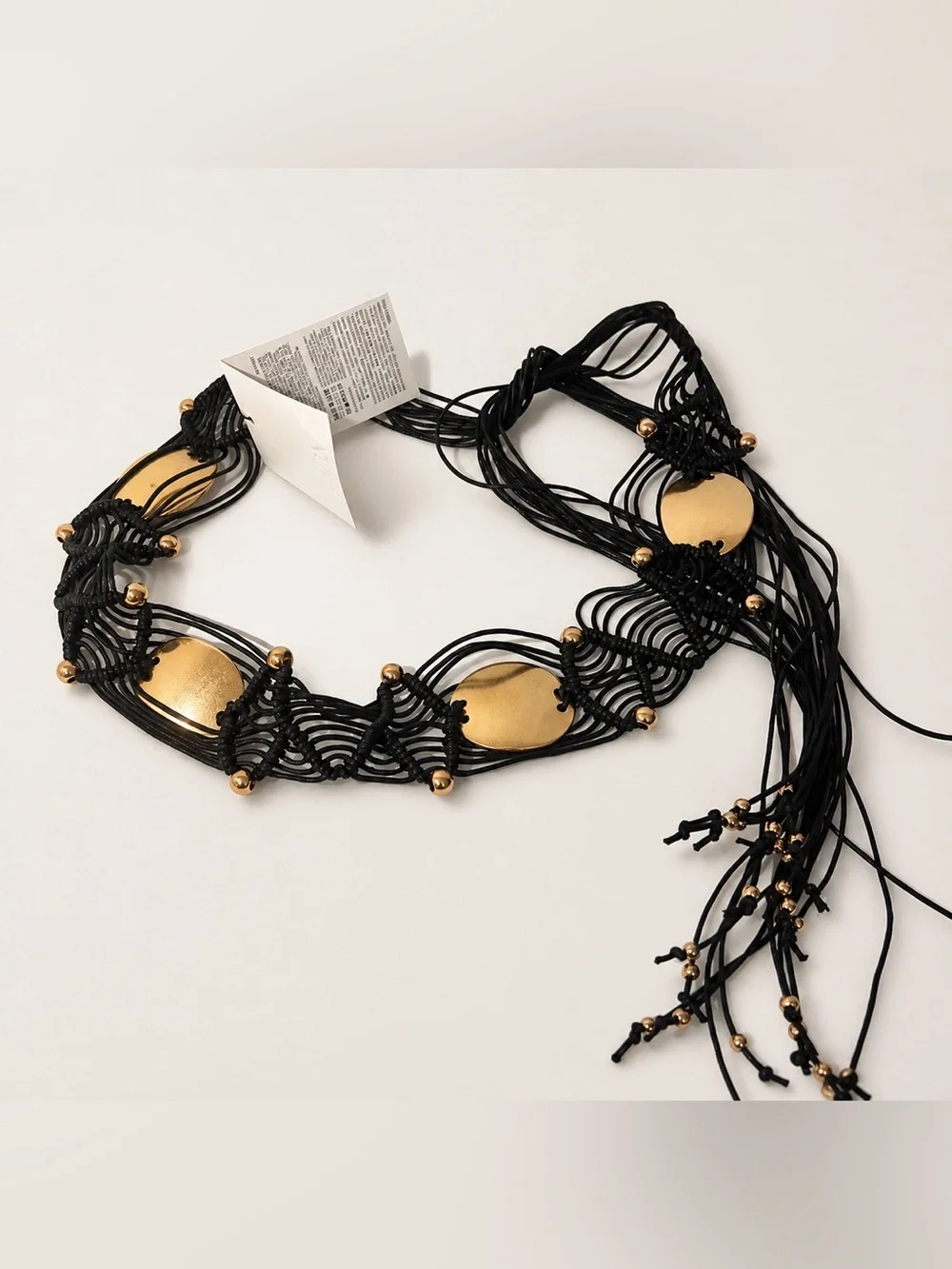 ZARA BELT - METAL PIECE CROCHET CORD BELT NWT Size 32